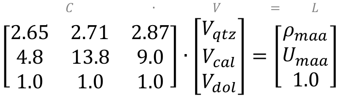 C times V equals L