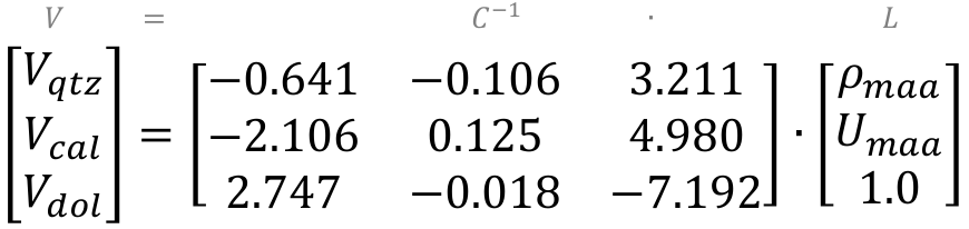 V equals inverse of C times L